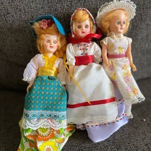 Lot of 3 Vintage Arco Doll American Colonial Dolls of the World Plastic